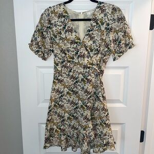 Fall floral mini tie dress